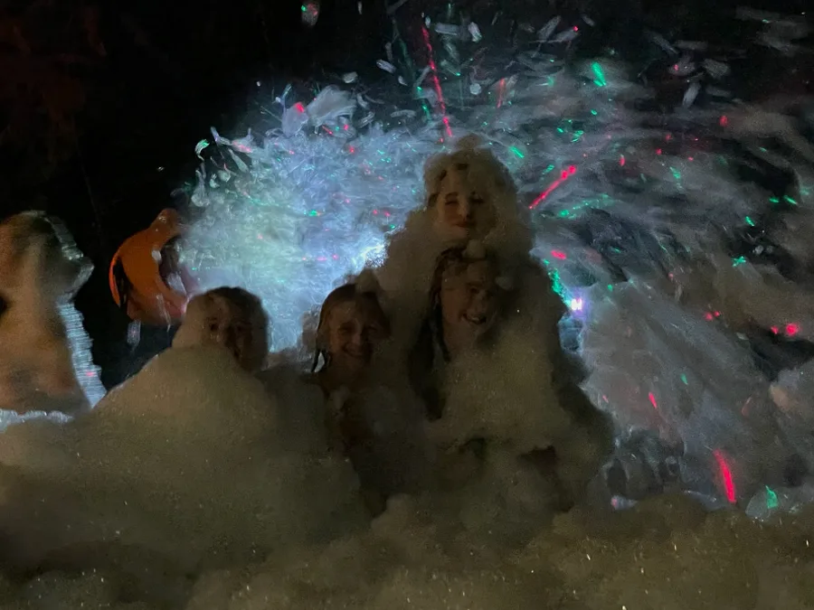 Colorful Night Glow lighting at a birthday foam party